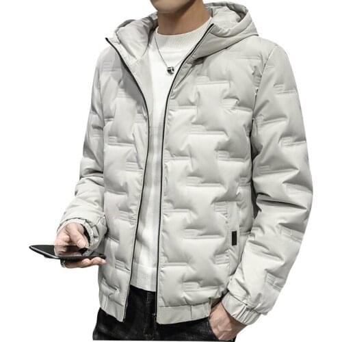 Mens Bomber Jacket 2020 New Winter Fashion Light Down Warm Hooded Coats Casual Outoutwear Thermal Slim Padded Mens Clothing