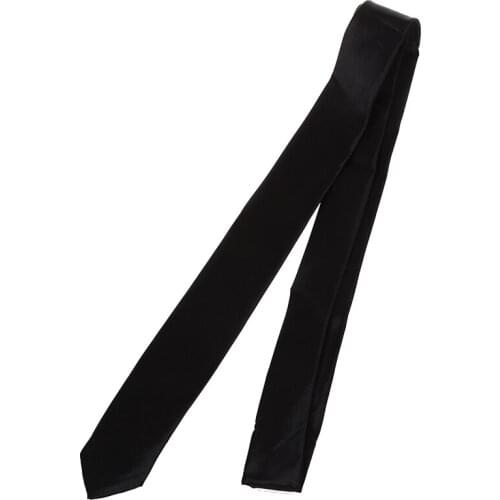 Black Polyster Skinny Neck Tie Necktie 57" for Men
