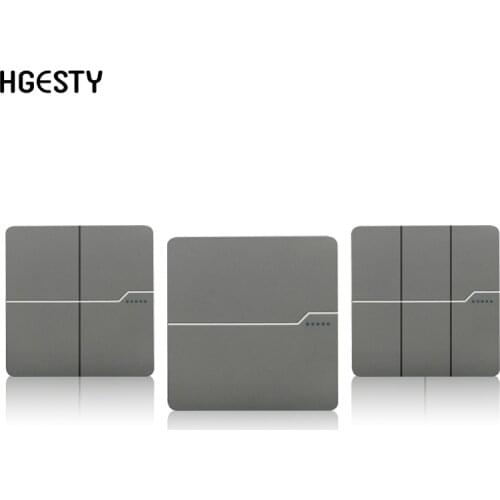 1/2/3 Gang 2 Way Light Switch On/Off Wall Switch Interruptor Push Button Switch Gray PC Panel Rocker With LED Indicator 16A