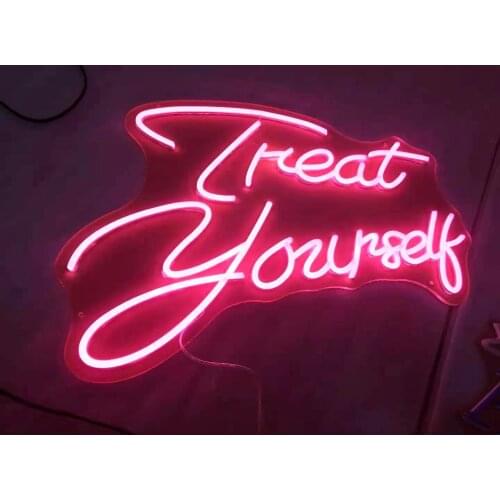 Big Size Treat Yourself Custom Design Neon Lights Sign Room Wall Nightlight Any Size Led Bar Store Restroom Gentle Lumine