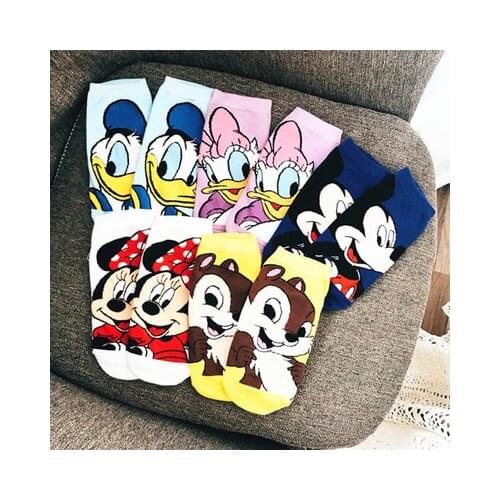 Disney Mickey Smile Minnie Donald Duck Anime Figures Cartoon Product Cosplay Socks Casual Short Sock Summer Unisex Gifts