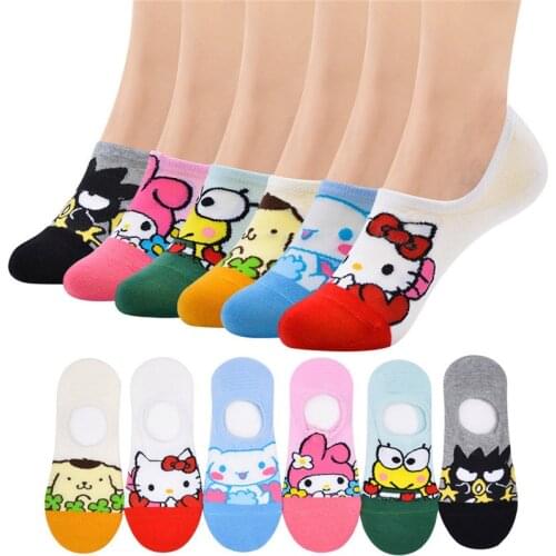 Women Socks Small Animal Cartoon Cat Pattern Boat Sock Summer Breathable Casual Kawaii Girls Cute Funny Fashion Calcetines Mujer