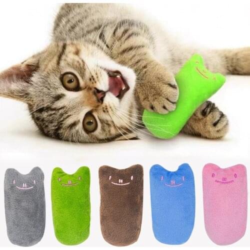 New Teeth Grinding Catnip Toys Funny Interactive Plush Cat Toy Pet Kitten Chewing Vocal Toy Claws Thumb Bite Cat Mint for Cats