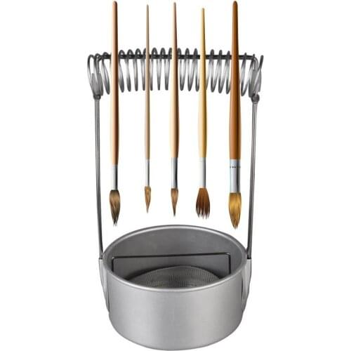 Stainless Steel Paint Brush Washer Cleaner With Screen And Holder Spring Brush Pen Holders School Stationery Painting Supplies
