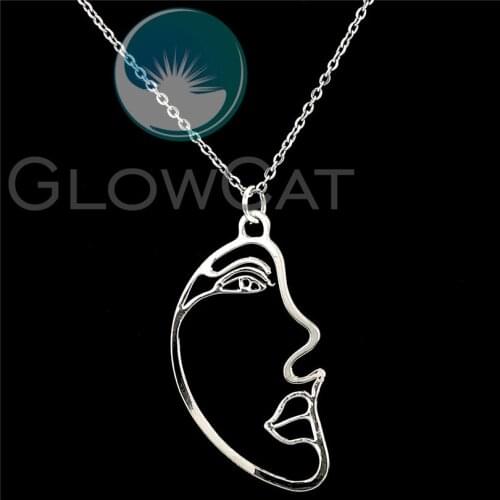 New Temperament Abstract Distorted Human Hollow Face Pendant Necklaces Wholesale