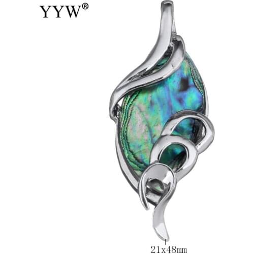 Natural Abalone Shell Pendants For Jewelry Making Women Gift Necklace Platinu Color Plated Teardrop Charm Necklace Pendant