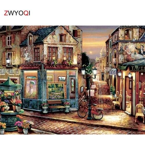 Full Square Diamond embroidery corner Bicycle Scenery DIY 3D Diamond mosaic Scenery Full Round Diamond painting Cross stitch