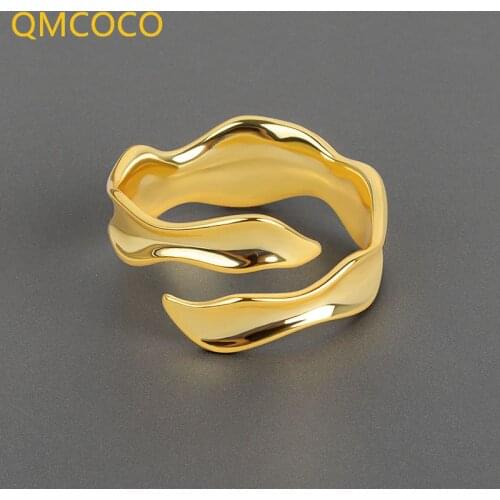 QMCOCO 925 Silver Rings For Women Vintage Trendy Jewelry Open Adjustable Rings For Woman And Man Party Gifts
