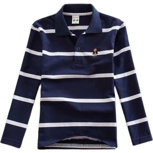 Top Quality Brand Boys Long Sleeve Polo Shirts Long Sleeve Stripe Children Polo Shirts School Uniform Clothing Baby Boy Clothes