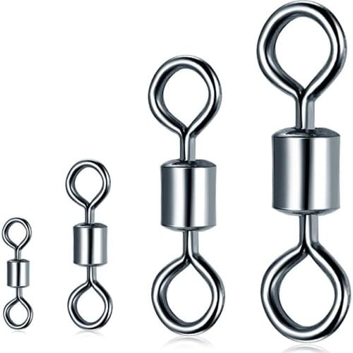 Fishing Bearing Rolling Swivel Solid Ring Lures Connector Fishing Tackle Accessories 8-word Ring Connector Fish Hook Tools