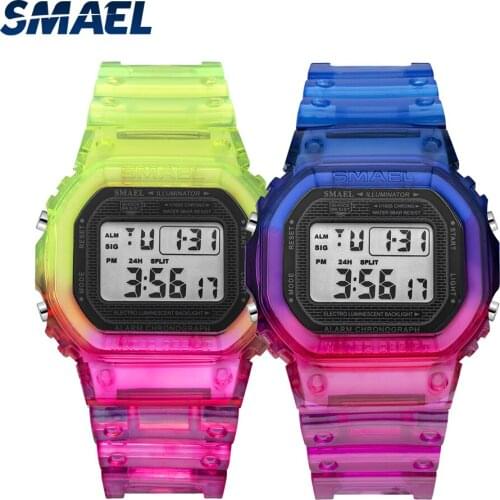 SMAEL 2pcs Set Fashion Men Women Couple Watches Function Waterproof Digital Lover Watch 1905
