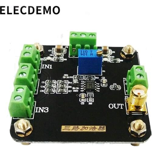 Three channels adder circuit Module Operational amplifier module In-phase addition Inverting addition Gain adjustable amplifier