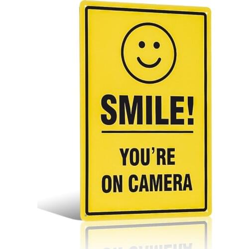Smile You're On Camera Video Surveillance Sign -Indoor or Outdoor Use for Home Business CCTV Security Camera,UV Protected