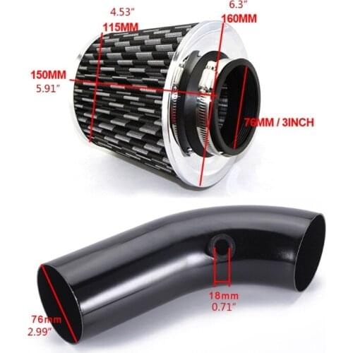 Universal 76mm Car Automobile Racing Car Cold Air Intake Induction Pipe Kit