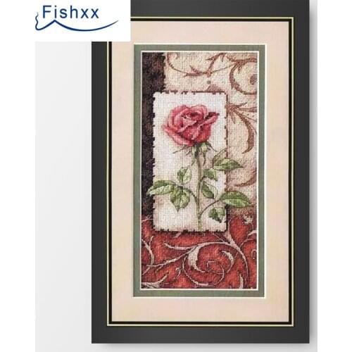 Fishxx Cross Stitch B608 Flower A Rose European Retro Pattern Hand Embroidery 14ct Kit