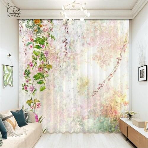 Flower Ring Curtain Classic Vintage Short Curtains For Kitchen Garden Decoration Outdoor Curtain Luxury Living Room Micro Shad