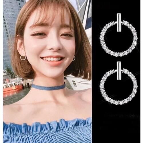 New Design 925 Sterling Silver Full Zircon Circle Earrings For Women Wedding Jewelry Fashion S925 Pendientes Brincos