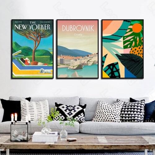 Simple Style Painting Landscape Dubrovnik Modern Poster Decorative Painting Porch Living Room Corridor Study