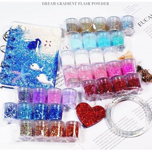 4X7B 18 Bottles Nail Art Sequins Shinning Filling Flash Glitter Powder UV Epoxy Resin Pigment Dust Manicure DIY Fingers Beauty