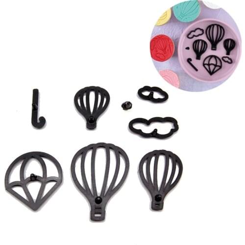 8 PCS Hot Air Balloon Cloud Droplets Cookie Cutter Plastic Biscuit Knife Baking Fruit Cake Kitchen Tools Mold Embossing Printing