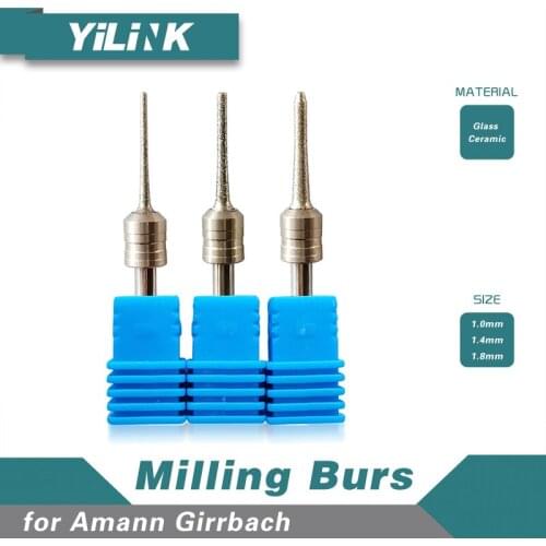 AG AmannGirrbach corundum coated glass ceramic milling burs Coated/corundum coated milling cutter 1.0/1.4/1.8mm