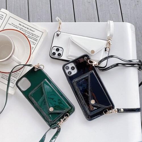 For iPhone 12 Pro Max 11 SE 2020 10 X 6 6s 7 8 Plus XR XS Max Case Reflective Card Pocket Leather Crossbody Wallet Phone Covers