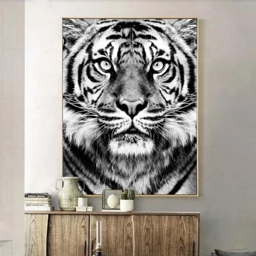 Black White Tiger Shark Photo Posters and Prints Club Decoration Minimalist Wall Art Canvas Painting for Living Room Salon Decor