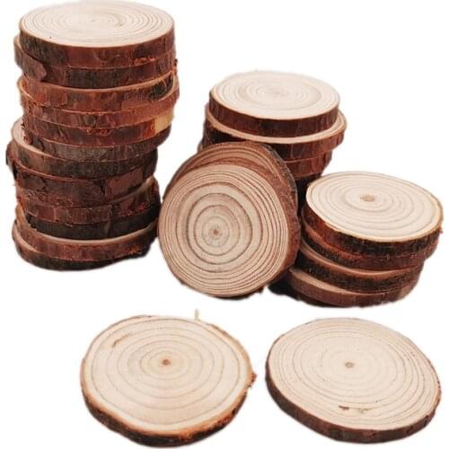 30pcs 3-4cm Unfinished Wood Slices Round Natural Rustic Wood Circles Wooden Log Slices for DIY Craft, Wedding Home Decor