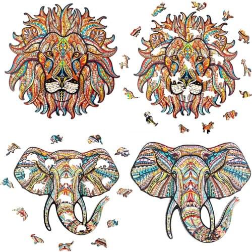 Kids DIY Crafts Animal Wooden Puzzle Animal Shaped Wood Decoration Puzzle Highly Difficulty for Adults Children Challenging Game