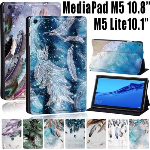 For Huawei MediaPad M5 Lite 10.1 Inch/ MediaPad M5 10.8 Inch PU Leather Stand Tablet Protective Shell + Free Stylus