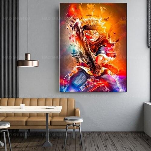 Home Decoration Black Clover Canvas Painting Hd Prints Anime Dark Sword Fire Pictures Wall Art Modular Bedside Background Poster