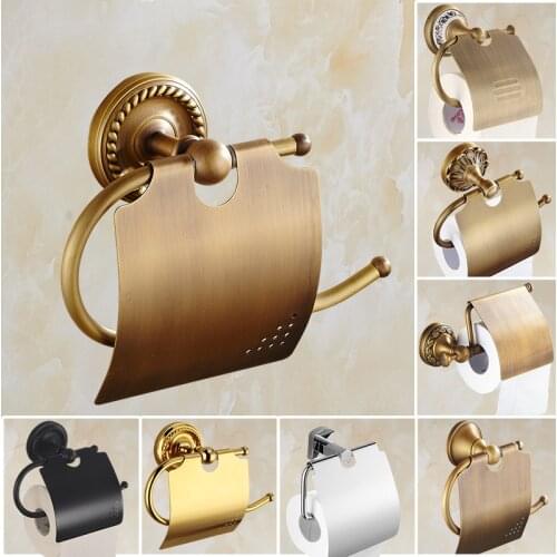 European Style Bathroom Brass Antique Paper Towel Rack Wall Mounted Toilet Roll Paper Holder Bathroom Accessories Set