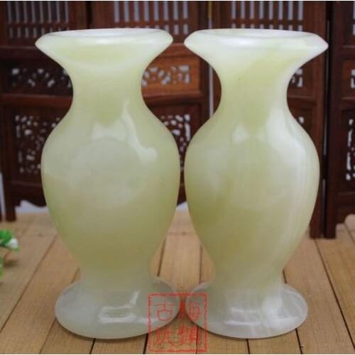 A Pair of Exquisite Chinese Antique collection Natural Afghanistan jade ornament vase