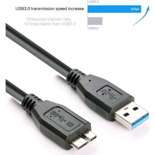 30CM Black Mini Portable USB 3.0 Male A To Micro B Fast Charging Data Cable Cord Lead Wire For External Hard Drive Disk