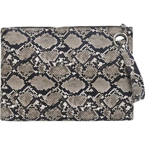 Snake Print Wristlet Clutch Women Daily Sac Bags Purse Soft PU Leather Money Phone Pouch Casual Bags 2021 Hot Selling