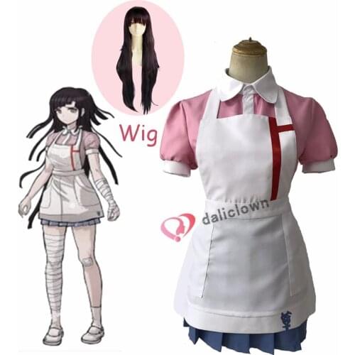 Dangan Ronpa 2 Mikan Tsumiki Danganronpa Dress Cosplay Costume Anime Danganronpa Mikan Tsumiki Cosplay Shirt + Skirt And Wig
