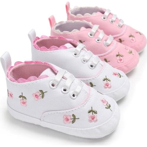 Newborn Infant Casual Shoes Baby Girls Floral Crib Shoes Cute First Warker Soft Sole Anti-slip Comfty Flat Sneakers Canvas Туфли