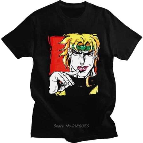 Cool Dio Brando Jojos Bizarre Adventure Tshirt Short Sleeve Cotton Joestar Anime T-shirt Kujo Blood Otaku Crusaders Tee Shirt