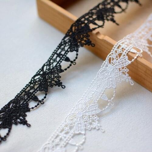 1Yards Latest Lace Ribbon Trim Guipure Black White Lace Fabric 3.5cm Bow Applique Sewing Accessories Wedding Dress dentelle K026