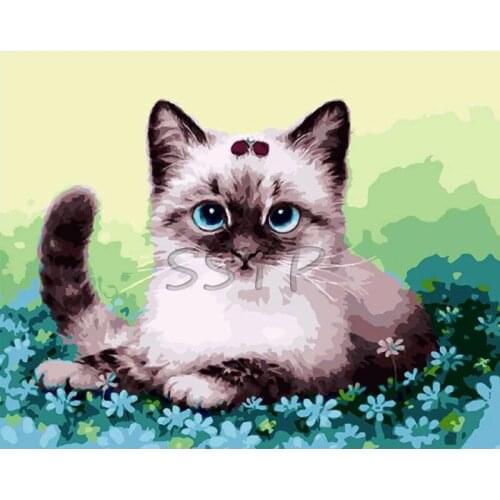 Full Square&Round Creative Diamond Embroidery Cat 5D Diy Diamond Painting Cute Kitten Cross Stitch Mosaic Needlework Decor