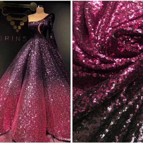 LASUI NEW 20 colors available 3MM encryption sequin gradient mesh lace fabric Evening dress show clothe Party dress fabric W0041