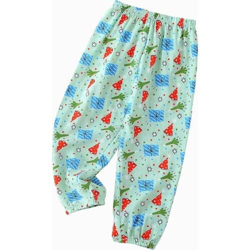 Summer pure cotton full lenth trousers for baby girls boys leggings 2-13T kids sport pants thin loosen children Bloomers pants