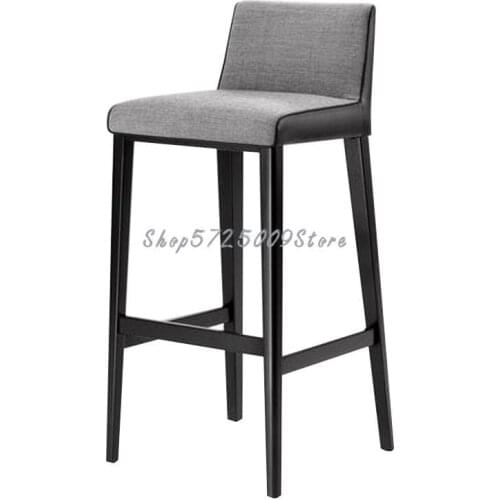 Nordic solid wood bar chair modern minimalist light luxury fashion high stool solid wood front desk chair high bar chair
