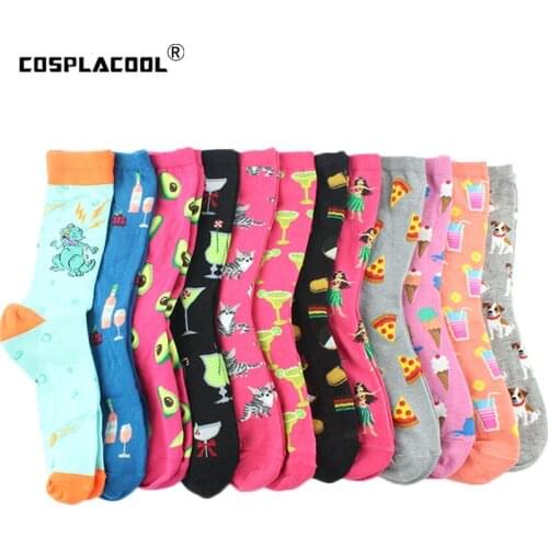 [COSPLACOOL]Harajuku Animal Funny Socks Food Pizza Cute Socks Women Divertidos Ice Cream Creative Sokken Crazy Chaussette Femme