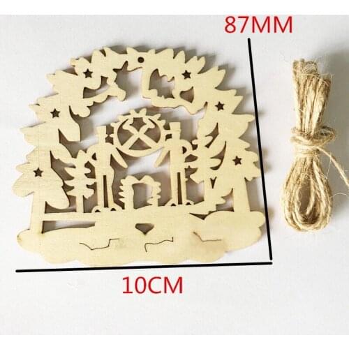 Wholesale christmas wood pendant cheap laser wood Christmas tree ornaments