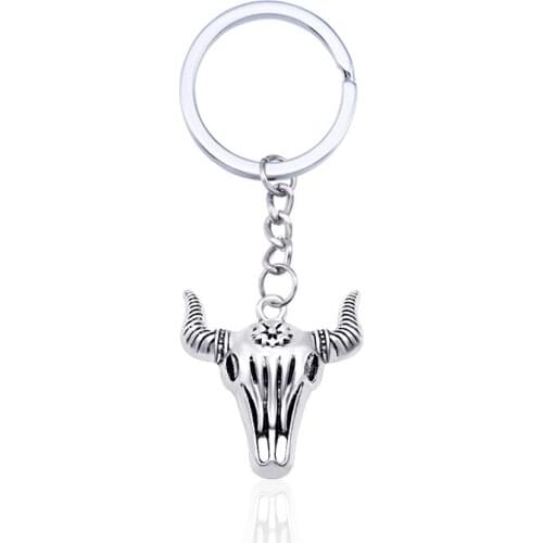 Punk Retro Cow Head Alloy Animal Hollow Pendant Key Chain Fashion Single Product Unisex Holiday Gift Dropshipping Wholesale