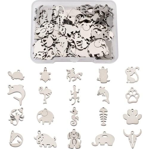 1Box Mixed Animal/12 Constellations Shape Stainless Steel Pendants Charm for DIY Necklace Bracelet Earring Dangle Jewelry Making