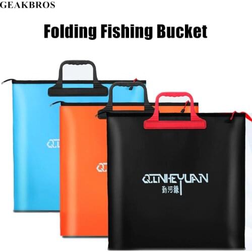 Portable EVA Fishing Bag Collapsible Fishing Bucket Live Fish Box Camping Water Container Pan Basin Tackle Storage Bag Tool