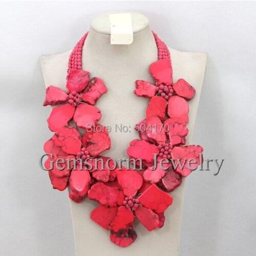 Terrific African Wedding Beads Necklace Handmade Stone Flower Bridal Necklace Jewelry Gift Jewelry TN110