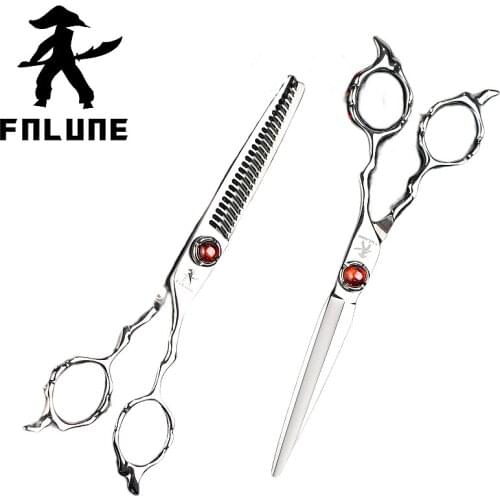 FnLune 6 7.0 Tungsten Steel Professional Hair Salon Scissors Cut Barber Accessories Haircut Thinning Shear Hairdressing Scissors